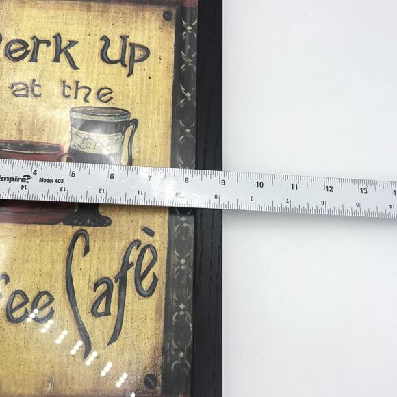Perk Up Coffee Cafe Wall Hanging Kitchen Sign Picture 17.25x9 Wood Frame Java - Picture 6 of 7